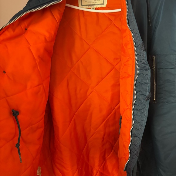 Navy Flying Jacket with Hood and Zipper Closure - Picture 5 of 8